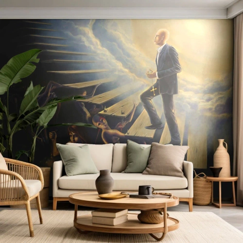 Papier Peint Photo Premium Sand - Un chemin symbolique vers la lumière et l'obscurité - 100x70cm - Voyage dantesque vers la lumière - Décoration murale moderne pour le salon et la chambre ARTTOR