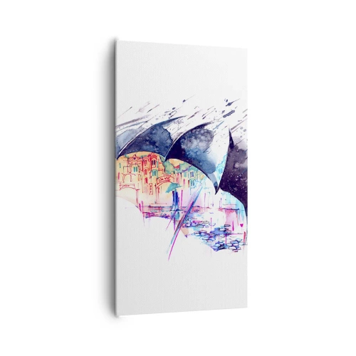 Impression sur toile - Image sur toile - Se promener sous la pluie - 65x120 cm