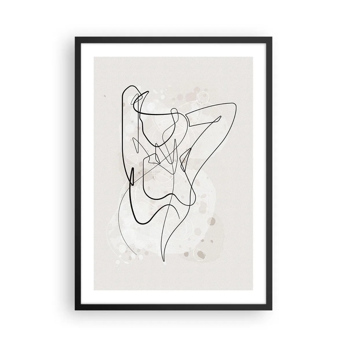 Affiche dans un cadre noir - Poster - Ligne abstraite représentant la silhouette d'une femme - 50x70cm - L'art de la séduction - Décoration murale moderne pour le salon et la chambre ARTTOR
