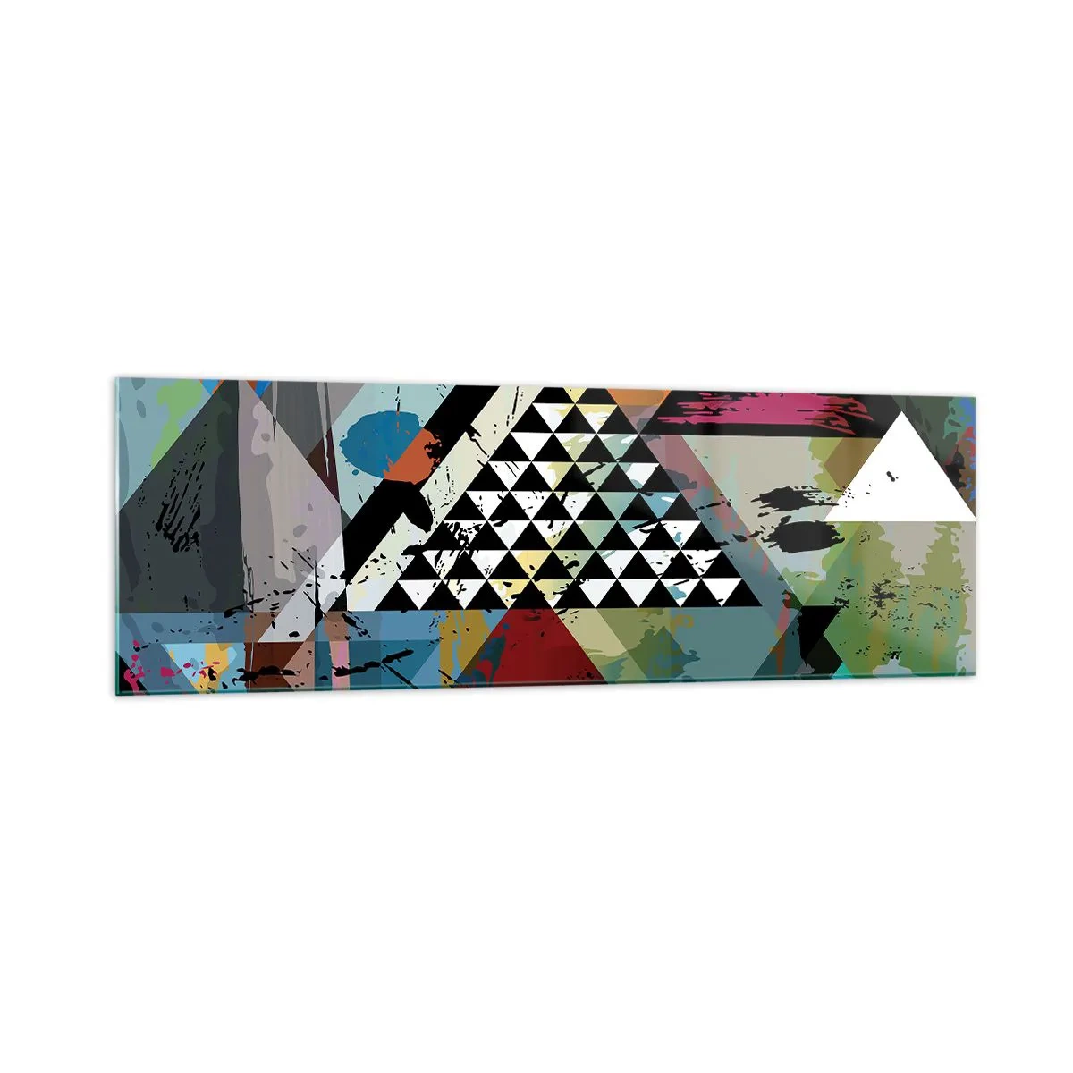 Impression sur verre - Image sur verre - Une composition abstraite de formes géométriques et de couleurs. - 160x50cm - Comme c'est facile - Décoration murale moderne pour le salon et la chambre ARTTOR