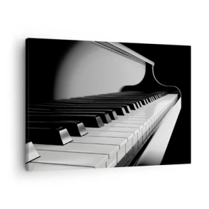 Impression sur toile - Image sur toile - Touches de piano dans une élégante photo en noir et blanc - 70x50cm - Harmonie des formes et des couleurs - Décoration murale moderne pour le salon et la chambre ARTTOR