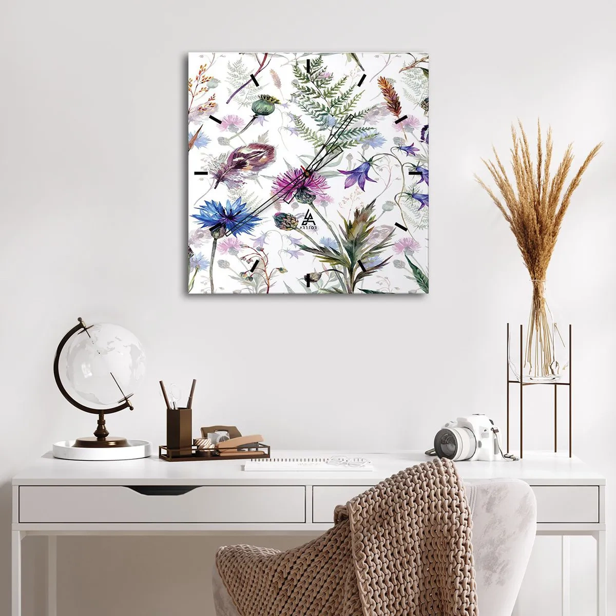 Horloge murale - Pendule murale - Herbier polonais - 30x30 cm