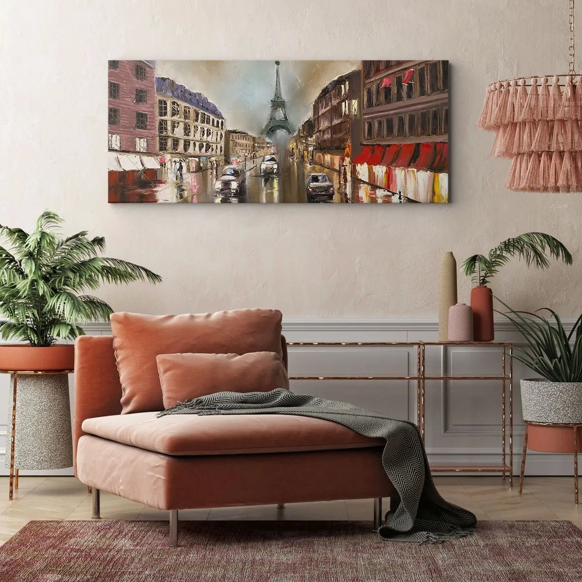 Impression sur toile - Image sur toile - Paysage urbain nocturne de Paris avec vue sur la Tour Eiffel - 160x50cm - Elle seule compte - Décoration murale moderne pour le salon et la chambre ARTTOR