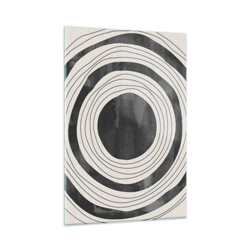 Impression sur verre - Image sur verre - Cercles concentriques noirs et blancs sur fond clair - 80x120cm - Droit au but - Décoration murale moderne pour le salon et la chambre ARTTOR