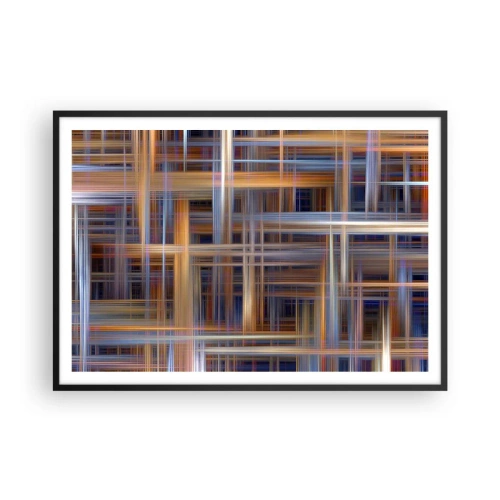Affiche dans un cadre noir - Poster - Motifs géométriques abstraits aux couleurs pastel - 100x70cm - Tissé de lumière - Décoration murale moderne pour le salon et la chambre ARTTOR