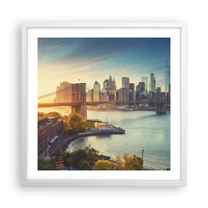 Affiche dans un cadre blanc - Poster - L'aube de la grande ville - 50x50 cm