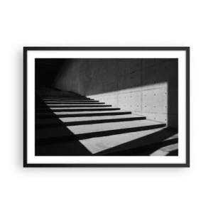 Affiche dans un cadre noir - Poster - Escaliers de style minimaliste en noir et blanc - 70x50cm - La beauté brute du modernisme - Décoration murale moderne pour le salon et la chambre ARTTOR