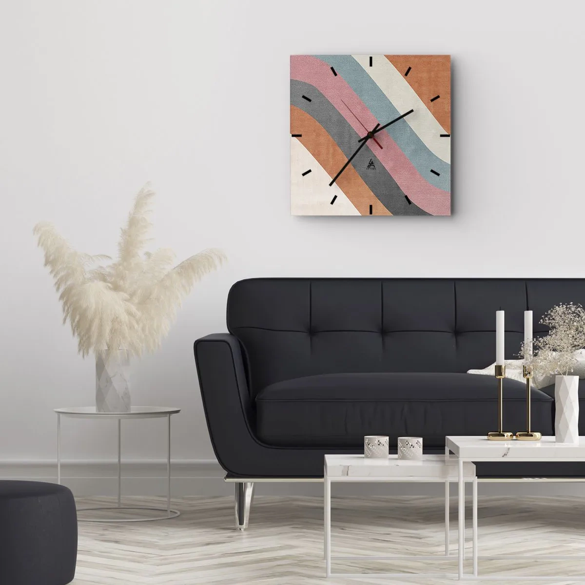 Horloge murale - Pendule murale - Composition diagonale – mouvement - 30x30 cm