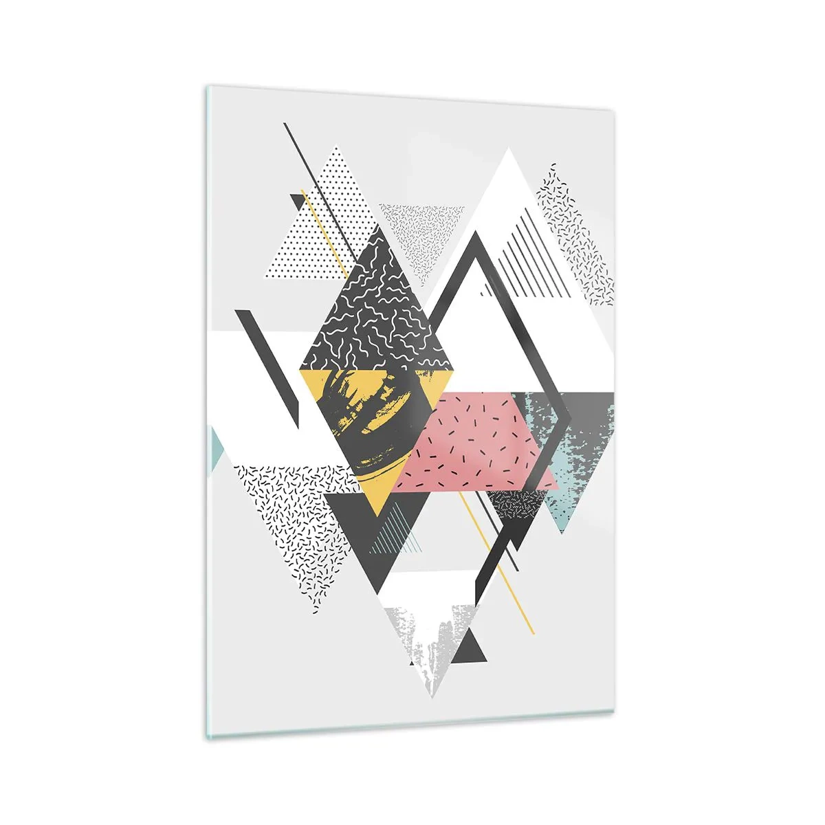 Impression sur verre - Image sur verre - Composition géométrique abstraite avec des triangles et des losanges - 50x70cm - Variation sur triangle et losange - Décoration murale moderne pour le salon et la chambre ARTTOR