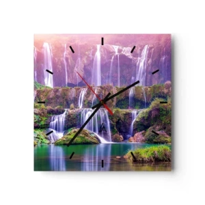Horloge murale - Pendule murale - Cascades entourées de verdure avec un éclairage pastel - 30x30cm - Escalier vers le ciel - Décoration murale moderne pour le salon et la chambre ARTTOR