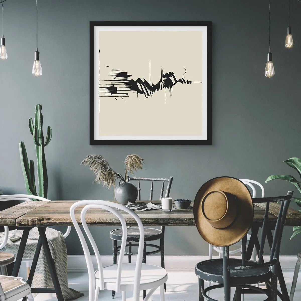 Affiche dans un cadre noir - Poster - Abstraction hâtive - 40x40 cm