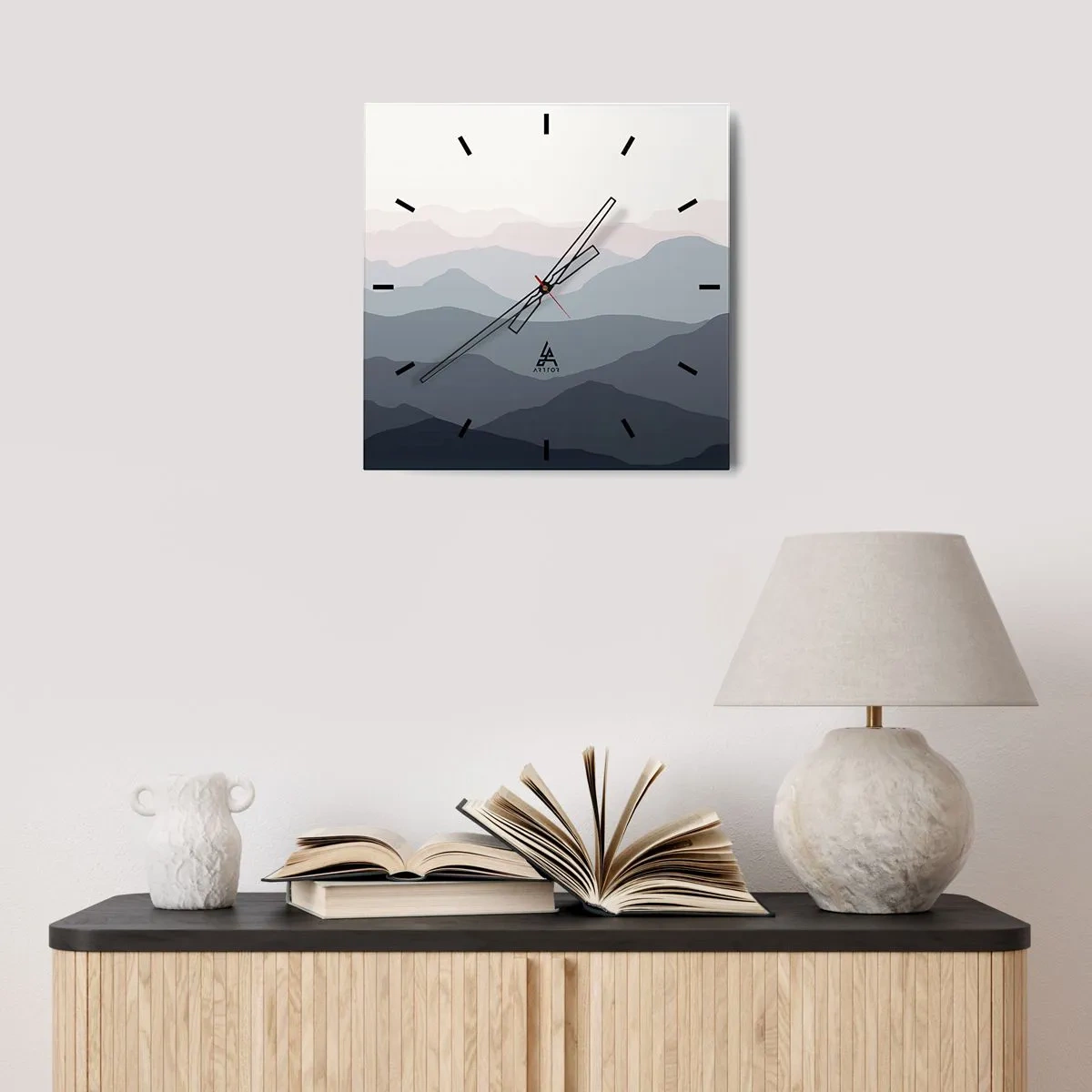 Horloge murale - Pendule murale - Vagues de montagnes - 40x40 cm