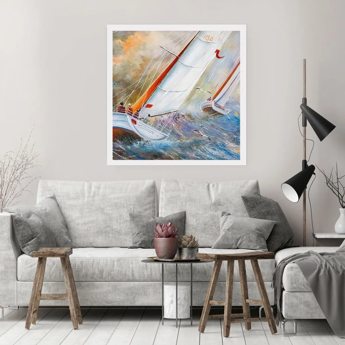 Affiche - Poster - Concourir sur les vagues - 40x40 cm