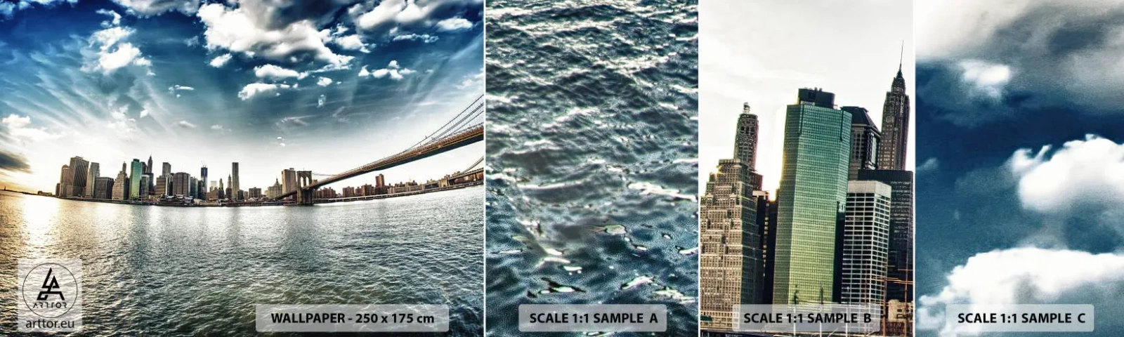 Échantillon De Papier Peint Standard Eco - L'île de verre - Ville, New York, Architecture - 100x30 cm