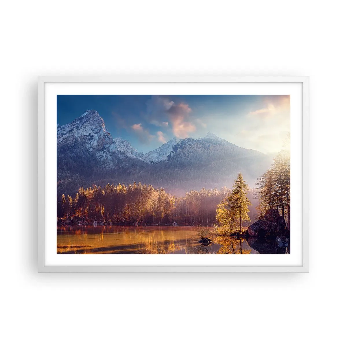 Affiche dans un cadre blanc - Poster - Dans les montagnes et les vallées - 70x50 cm