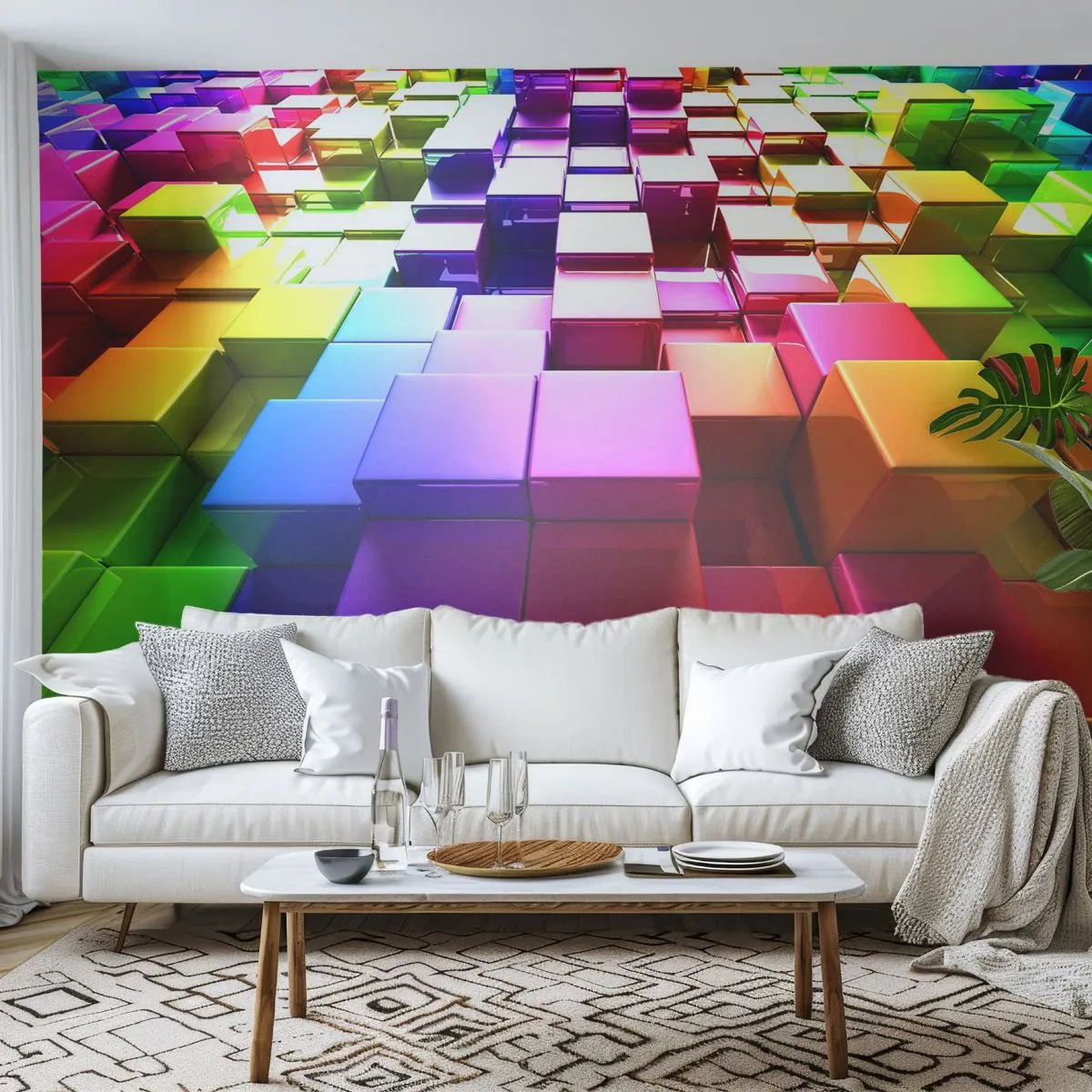 Papier Peint Autocollant Deluxe Sticker - Collaboration Op art dans une équipe - Abstraction, Graphique, 3D - 250x175 cm