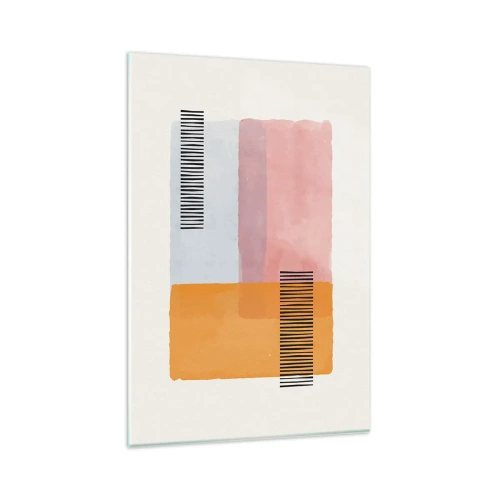 Impression sur verre - Image sur verre - Géométrie aux couleurs pastel avec des lignes sur fond clair - 80x120cm - D'un coin à l'autre - Décoration murale moderne pour le salon et la chambre ARTTOR