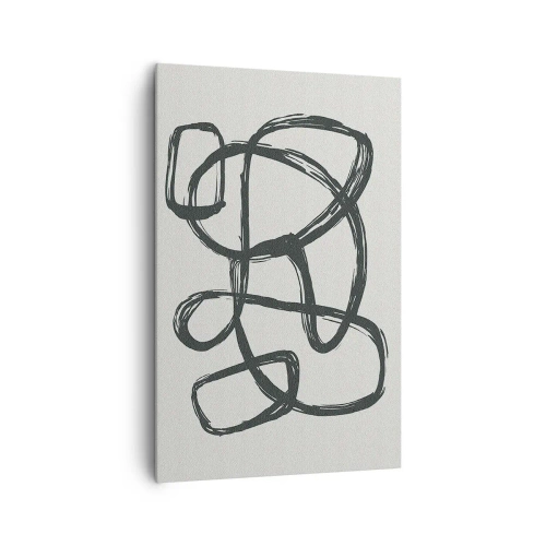 Impression sur toile - Image sur toile - Lignes abstraites créant des formes libres sur un fond clair - 80x120cm - Abstraction en boucle - Décoration murale moderne pour le salon et la chambre ARTTOR