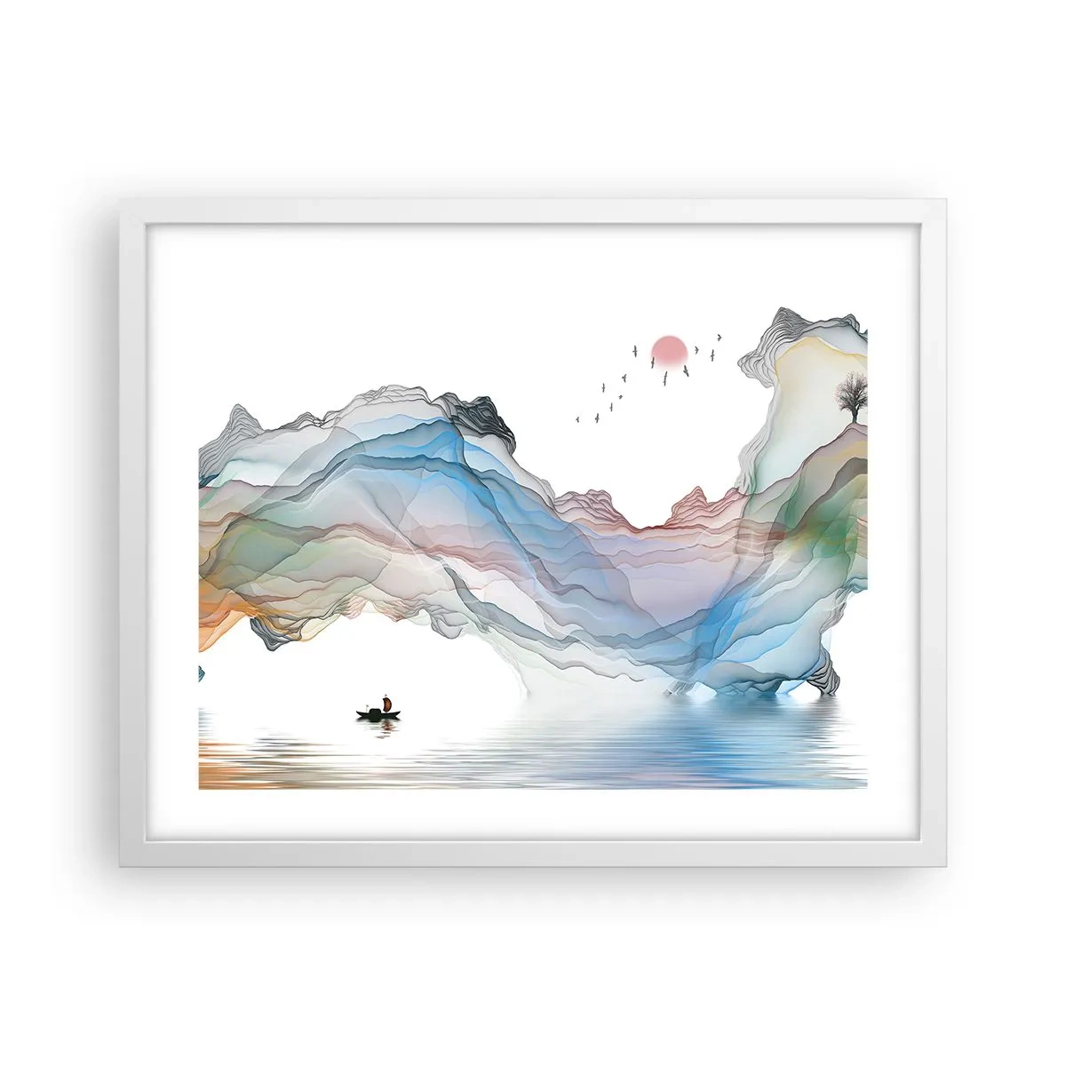 Affiche dans un cadre blanc - Poster - Vers les montagnes de cristal - 50x40 cm