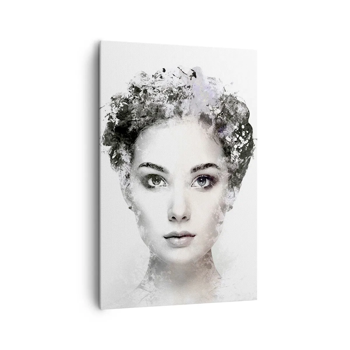 Impression sur toile - Image sur toile - Un portrait artistique d'une femme aux accents abstraits délicats. - 80x120cm - Un portrait extrêmement stylé - Décoration murale moderne pour le salon et la chambre ARTTOR