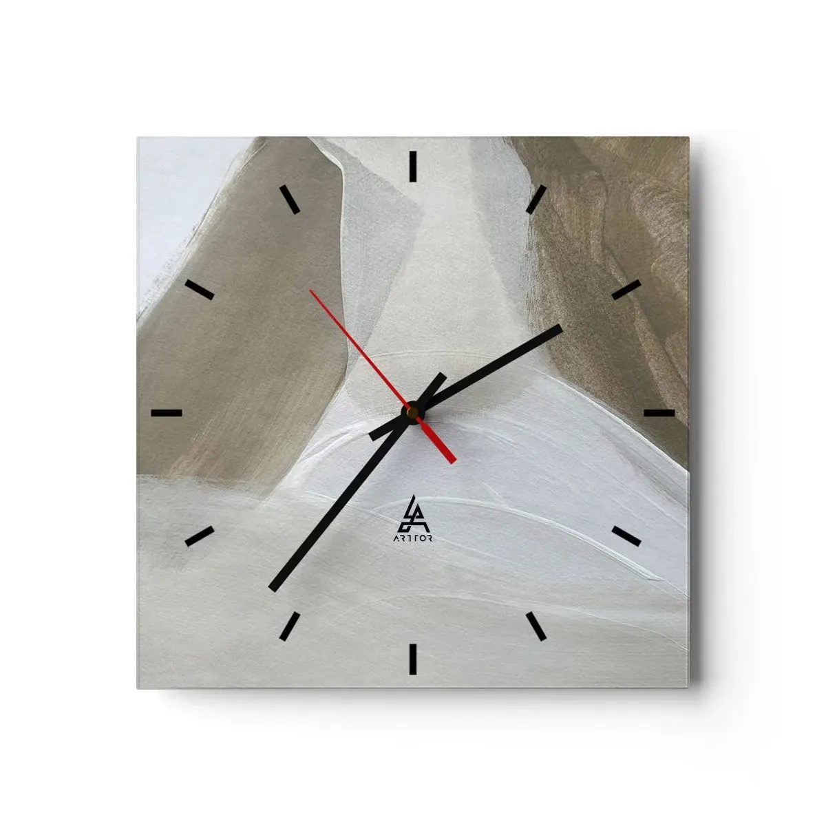 Horloge murale - Pendule murale - Abstraction délicate dans les tons beige et blanc - 30x30cm - Une vague de blanc - Décoration murale moderne pour le salon et la chambre ARTTOR