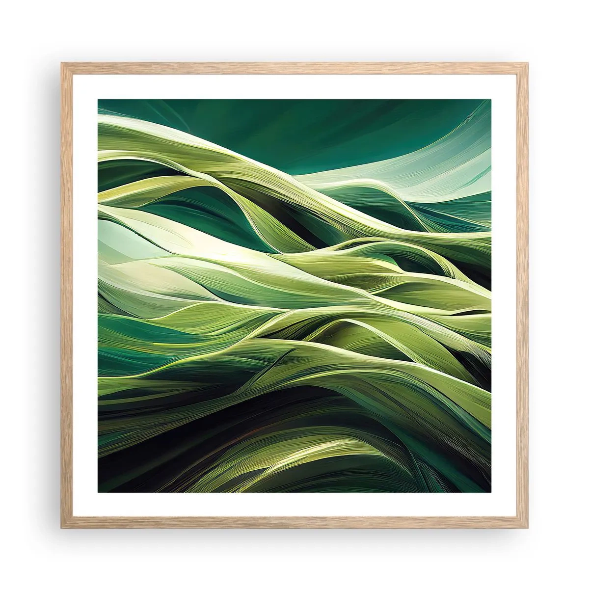 Affiche dans un chêne clair - Poster - Jeu de vert abstrait - 60x60 cm
