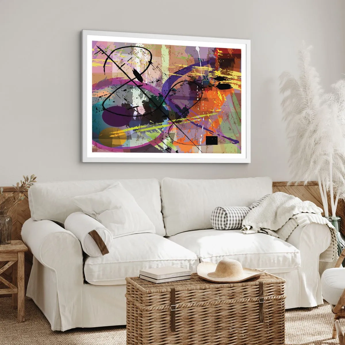 Affiche dans un cadre blanc - Poster - Vous pouvez aller tout droit ou autour - 70x50 cm