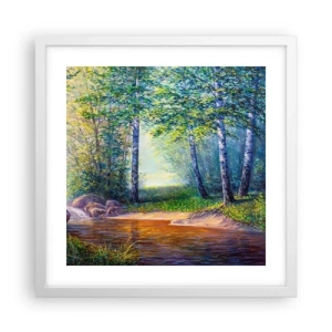 Affiche dans un cadre blanc - Poster - Paysage idyllique - 40x40 cm