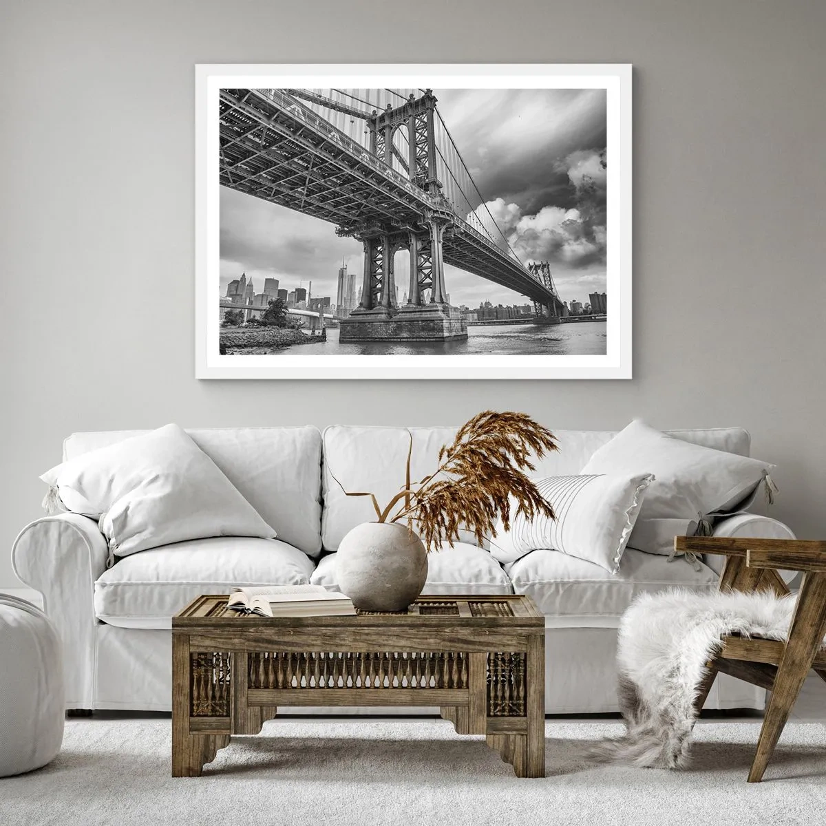 Affiche dans un cadre blanc - Poster - Au coeur de la ville - 60x60 cm
