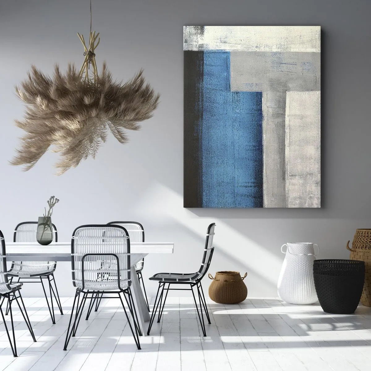 Impression sur toile - Image sur toile - Une composition poétique de gris et de bleu - 45x80 cm