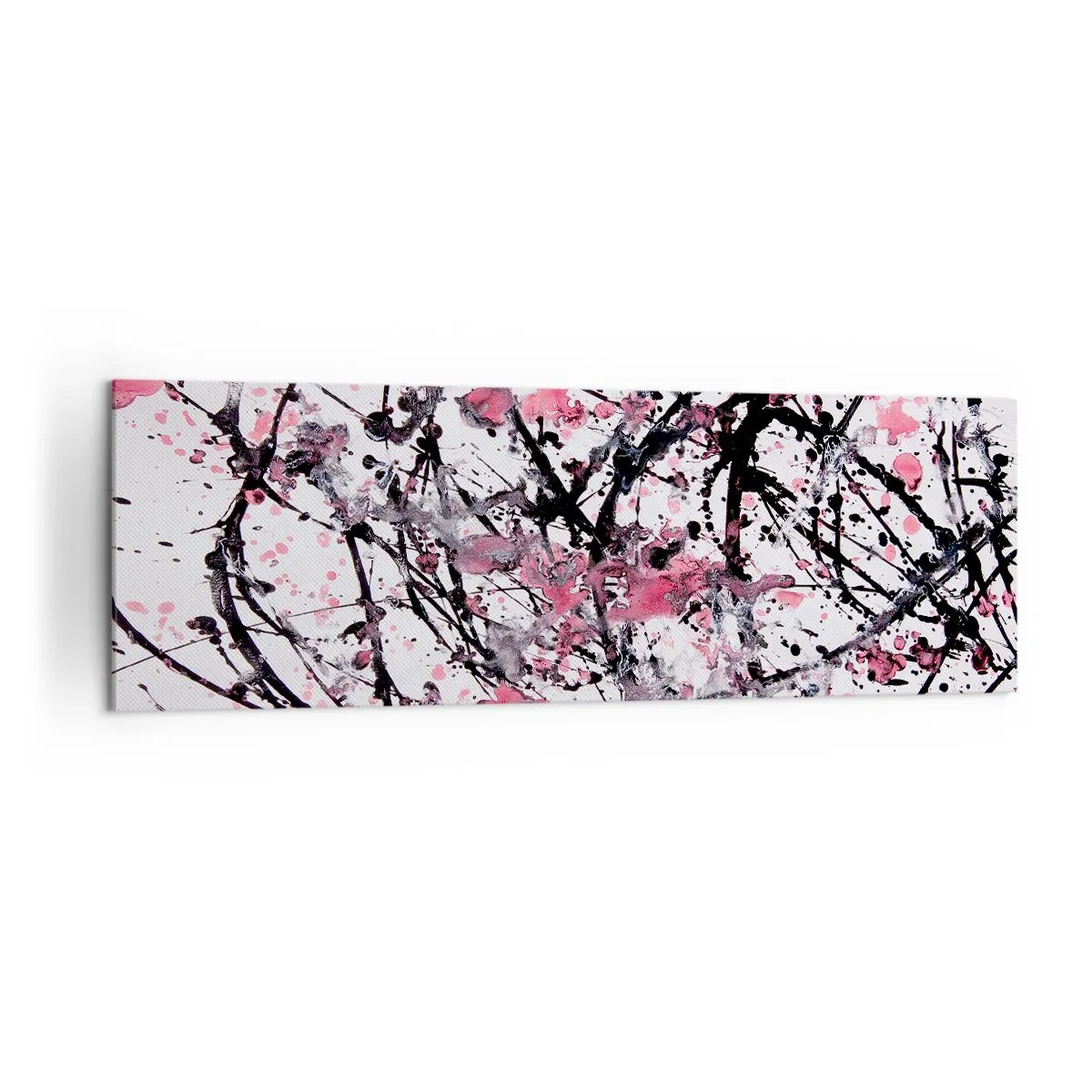 Impression sur toile - Image sur toile - Motif abstrait dans les tons de rose, noir et blanc - 160x50cm - La nature éphémère de la vie - Décoration murale moderne pour le salon et la chambre ARTTOR