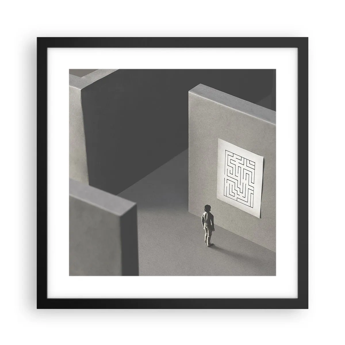 Affiche dans un cadre noir - Poster - Mais où suis-je? - 40x40 cm