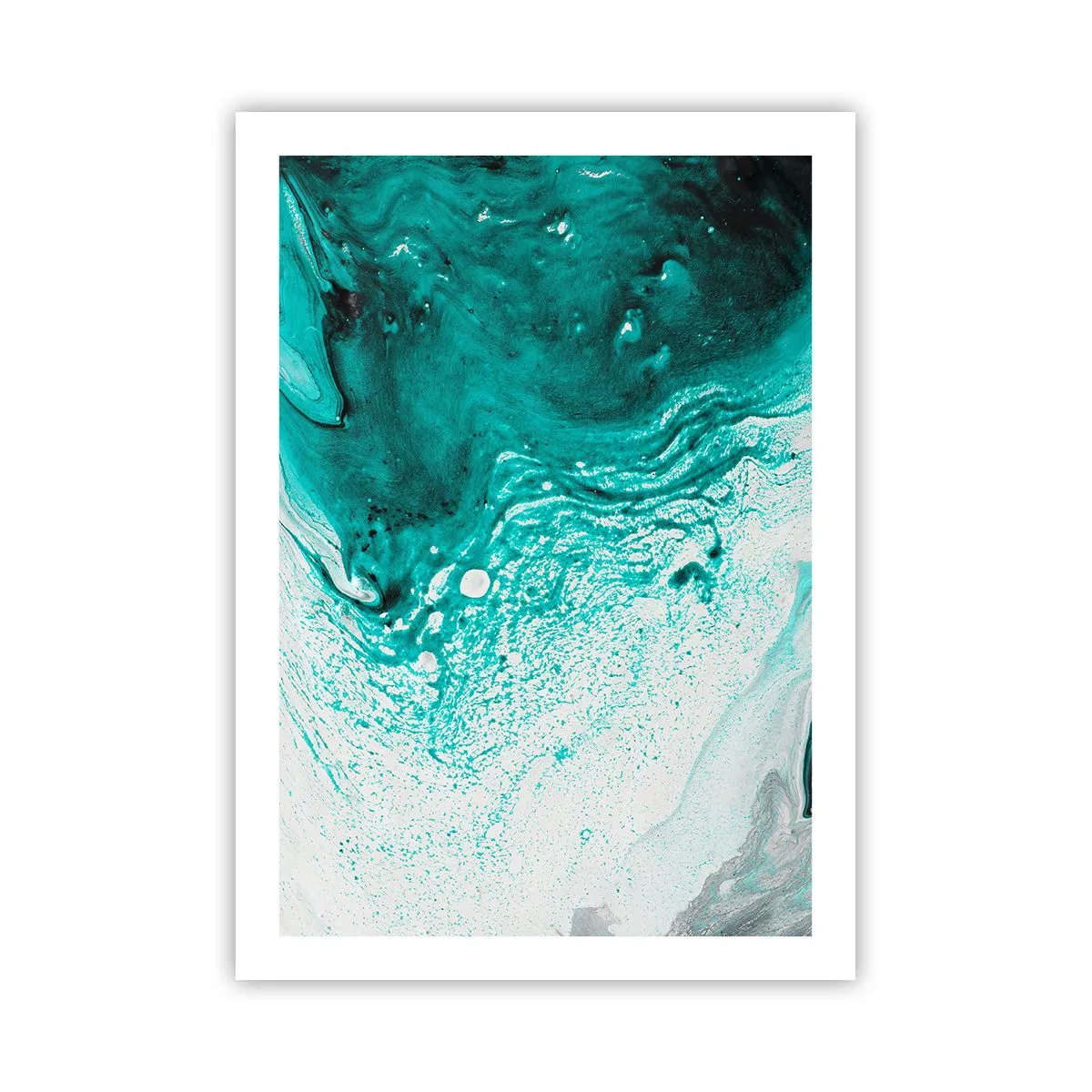 Affiche - Poster - Motif abstrait en turquoise et blanc - 50x70cm - Se fondre dans le bleu et le turquoise - Décoration murale moderne pour le salon et la chambre ARTTOR