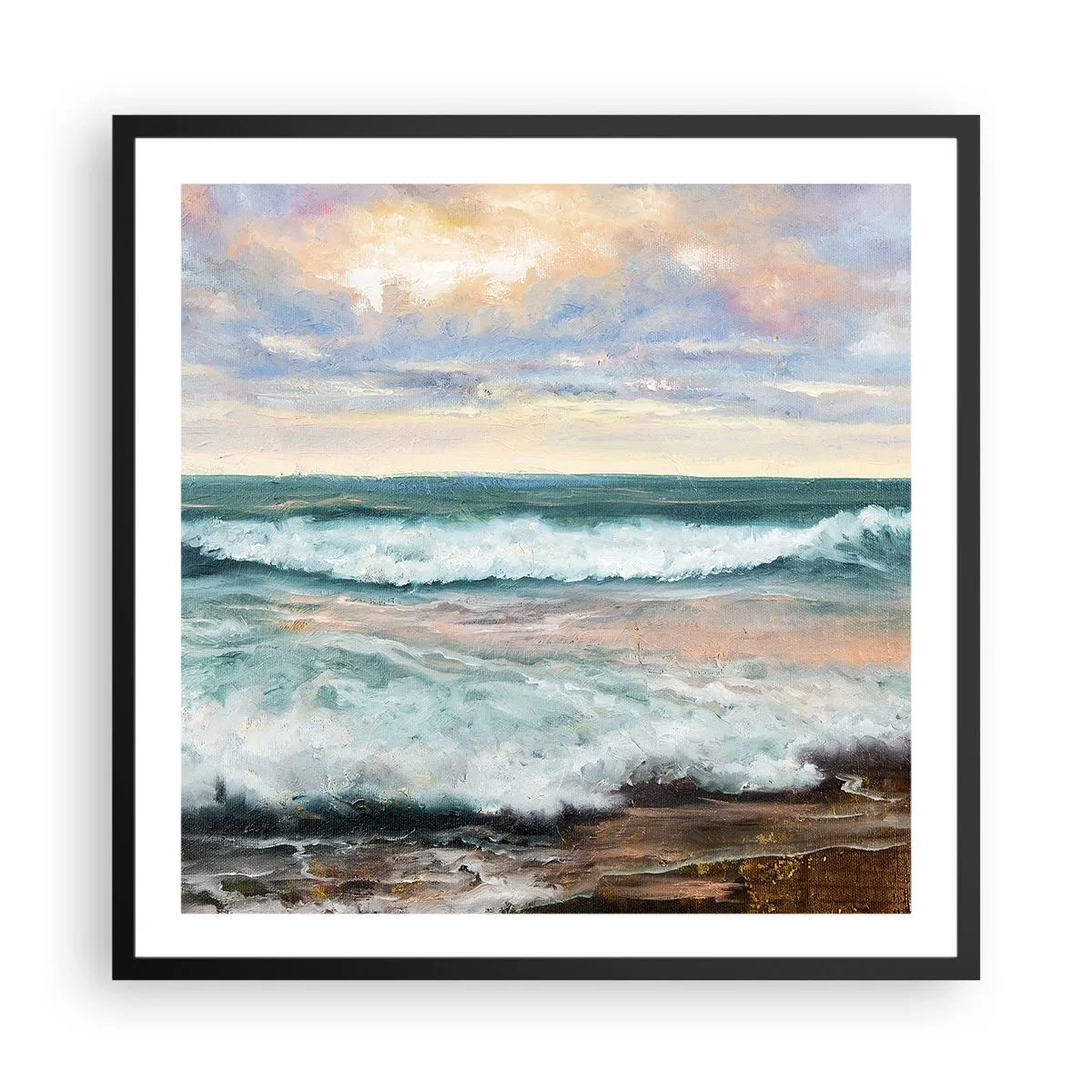 Affiche dans un cadre noir - Poster - Ici tu adouciras ton âme - 60x60 cm