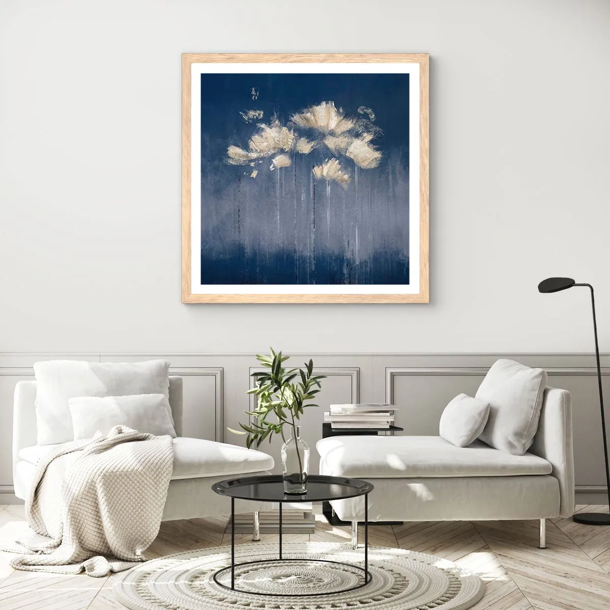 Affiche dans un chêne clair - Poster - Comme des pétales au vent - 30x30 cm