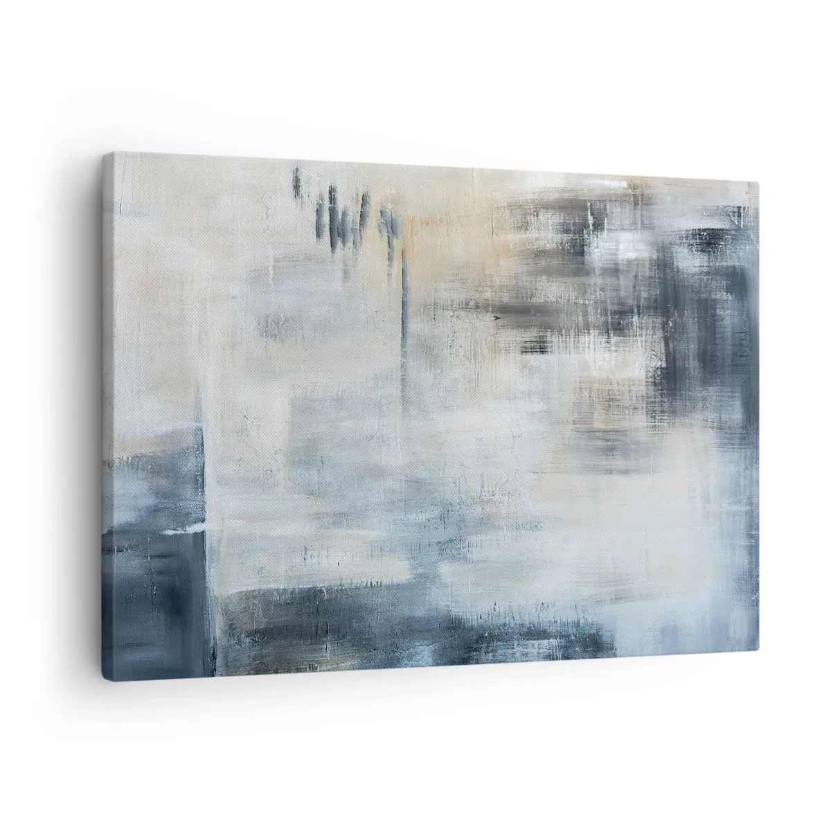 Impression sur toile - Image sur toile - Composition abstraite dans les tons de bleu et de gris - 70x50cm - Derrière le rideau bleu - Décoration murale moderne pour le salon et la chambre ARTTOR