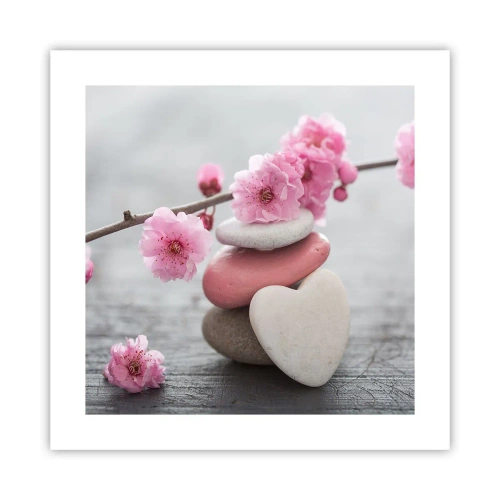 Affiche - Poster - Le bonheur avec une fleur de cerisier - 40x40 cm