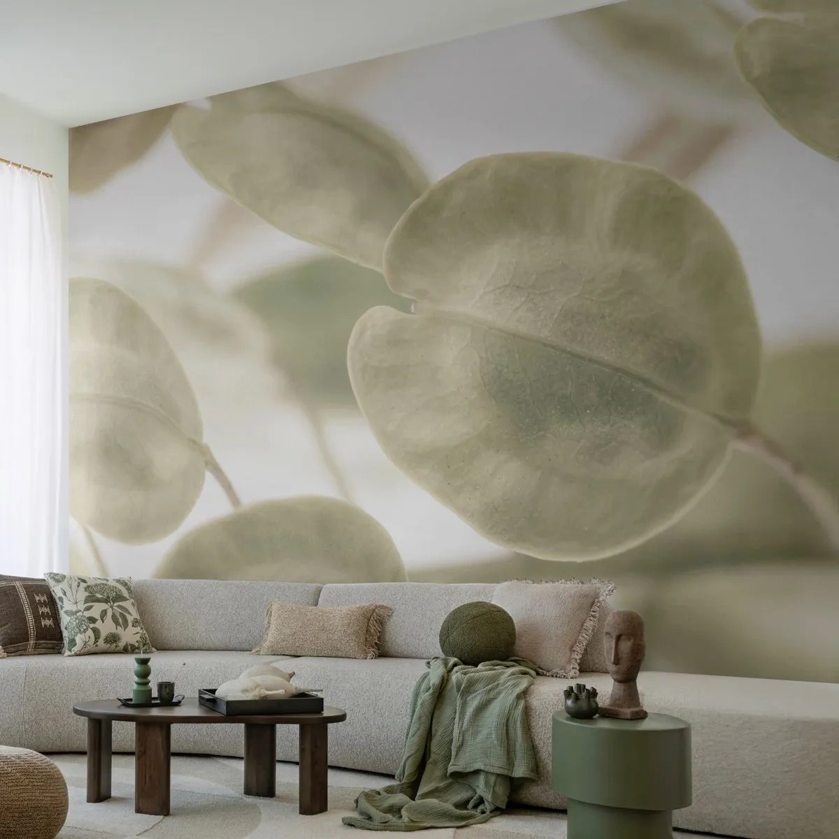 Papier Peint Photo Premium Canvas - Au commencement il y avait des feuilles... - Fleurs, Calme, Feuilles - 200x140 cm