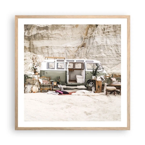 Affiche dans un chêne clair - Poster - Il est temps de commencer le voyage - 60x60 cm