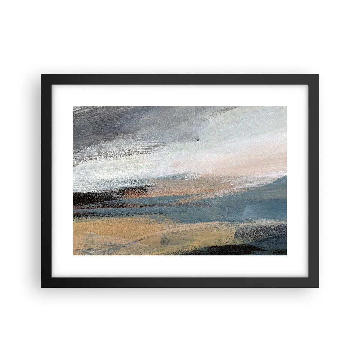 Affiche dans un cadre noir - Poster - Abstraction : paysage nordique - 40x30 cm