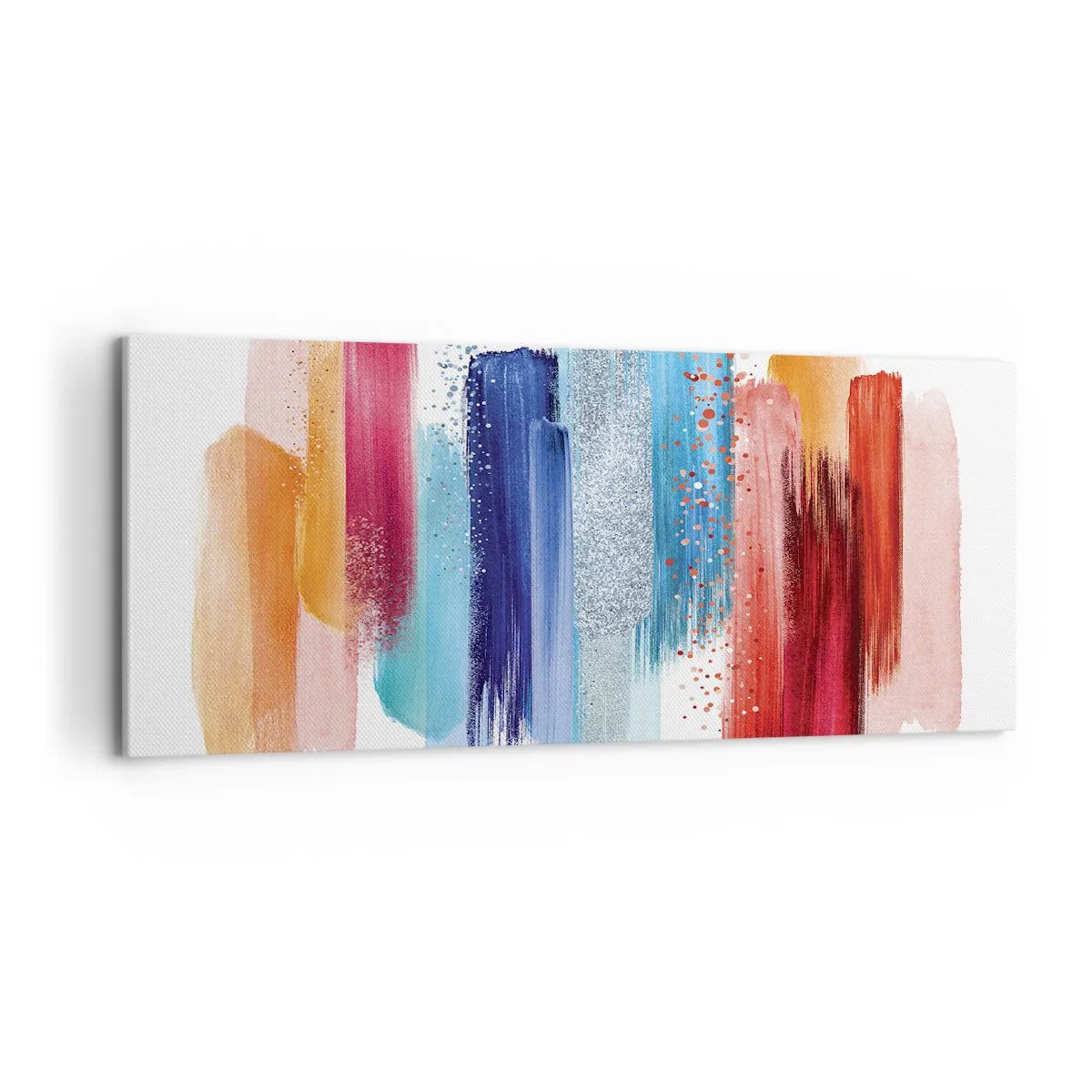 Impression sur toile - Image sur toile - Coups de pinceau colorés sur fond blanc - 120x50cm - En haut et en bas - Décoration murale moderne pour le salon et la chambre ARTTOR