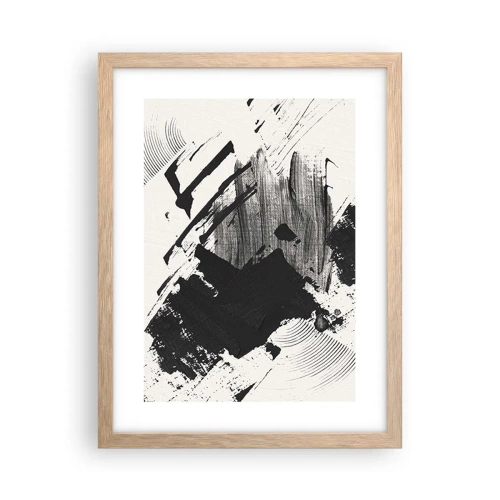 Affiche dans un chêne clair - Poster - Abstraction – expression du noir - 30x40 cm