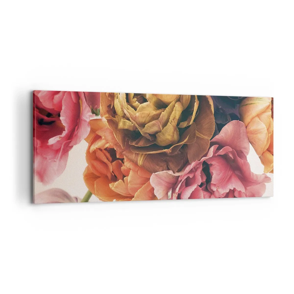 Impression sur toile - Image sur toile - Un bouquet de fleurs variées aux couleurs intenses - 120x50cm - La fête de la vie - Décoration murale moderne pour le salon et la chambre ARTTOR