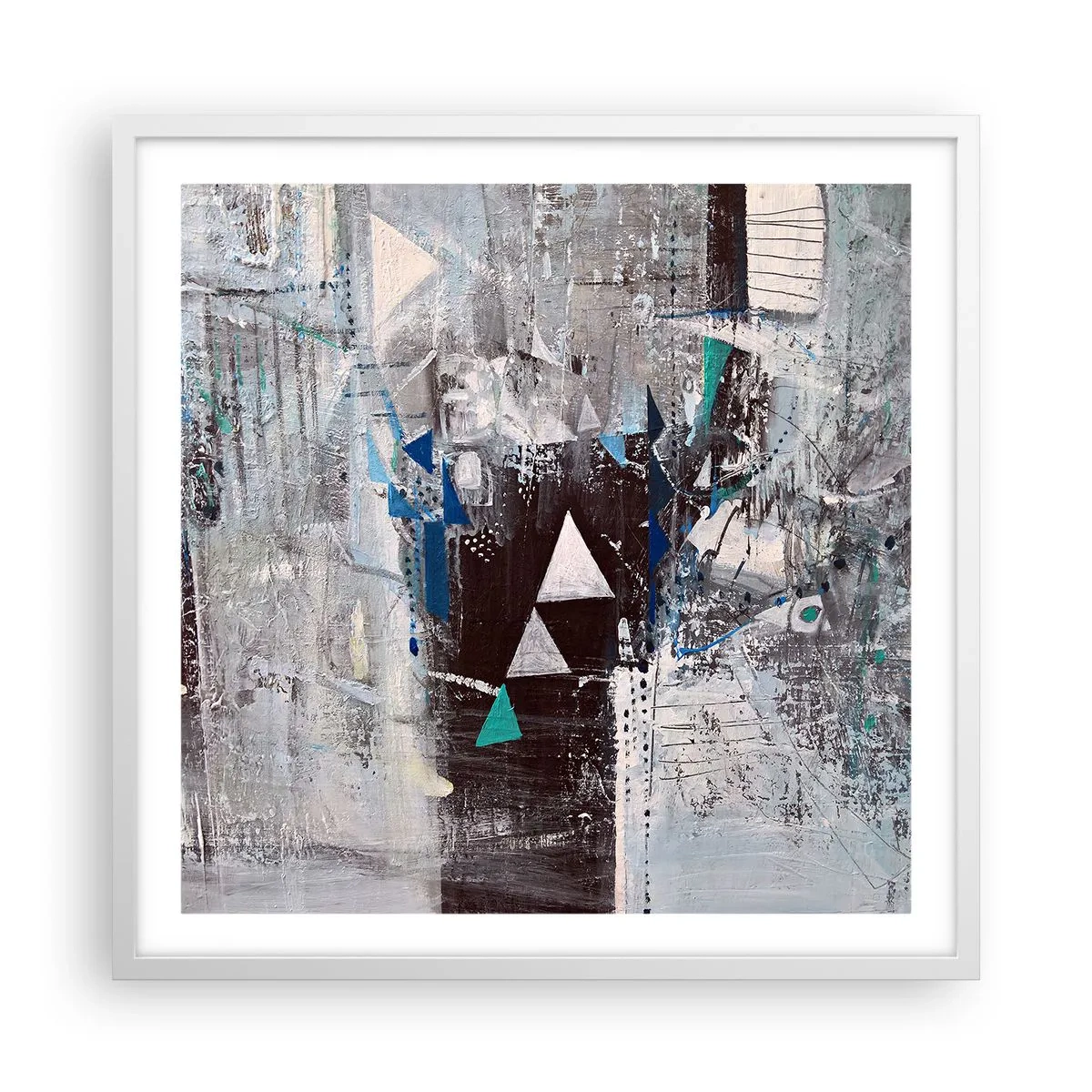 Affiche dans un cadre blanc - Poster - Ordre prioritaire des triangles - 60x60 cm