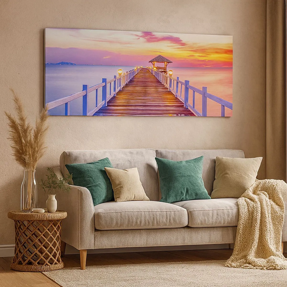 Impression sur toile - Image sur toile - Le silence lilas-doré du soir - 100x40 cm