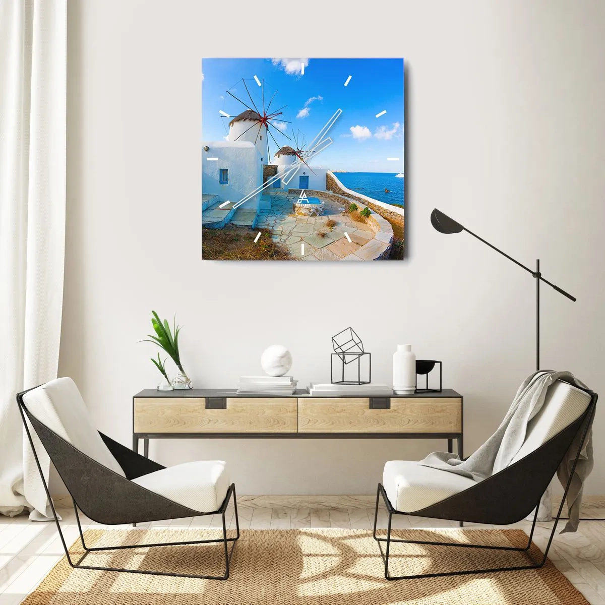 Horloge murale - Pendule murale - Le vent bleu de la mer - 30x30 cm