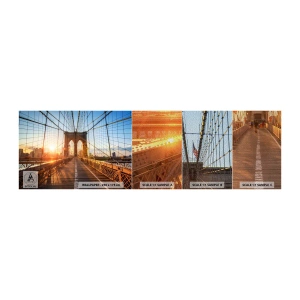 Échantillon de Papier Peint Premium Sand - Sur le pont d'or - New York, le pont de Brooklyn, Architecture - 100x30 cm