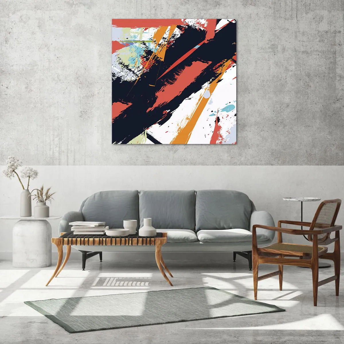 Impression sur verre - Image sur verre - Composition dynamique - 70x70 cm