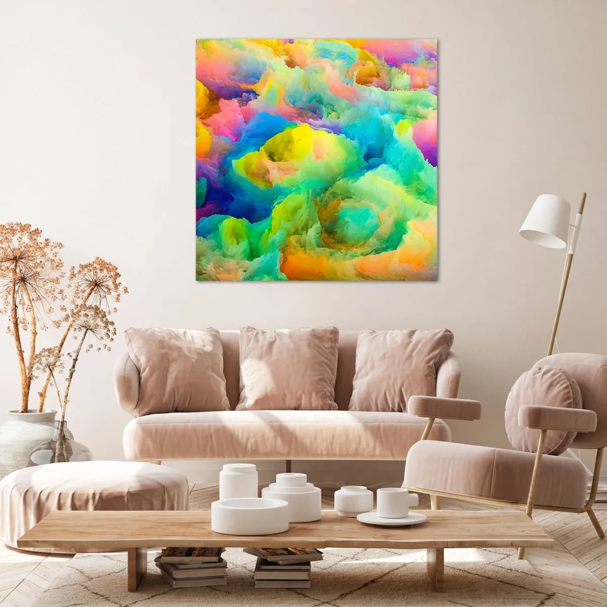 Impression sur toile - Image sur toile - Plumule arc-en-ciel - 70x70 cm
