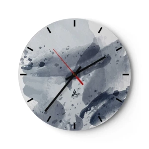 Horloge murale - Pendule murale - Taches de style aquarelle bleu-gris sur fond clair - 30x30cm - Étude de la nature de l'eau - Décoration murale moderne pour le salon, la cuisine et la chambre ARTTOR